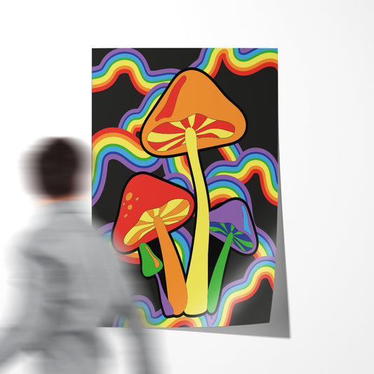 Rainbow Mushrooms Poster Print Modern Wall Art-Vertical Posters NOT FRAMED-CetArt-8″x10″ inches-CetArt