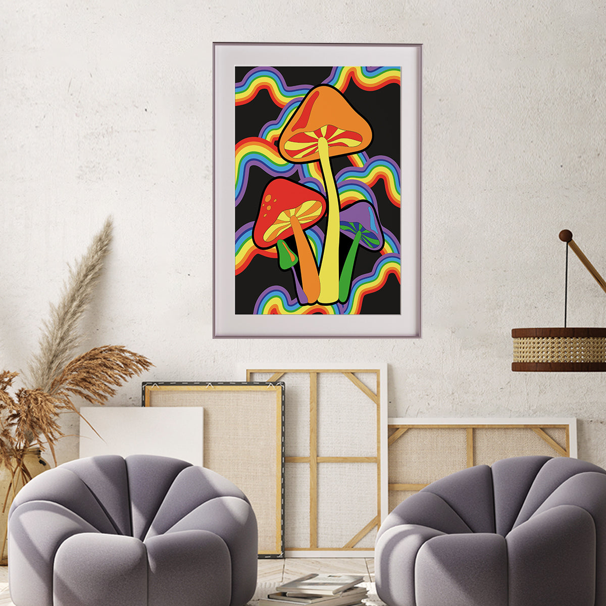 Rainbow Mushrooms Poster Print Modern Wall Art-Vertical Posters NOT FRAMED-CetArt-8″x10″ inches-CetArt