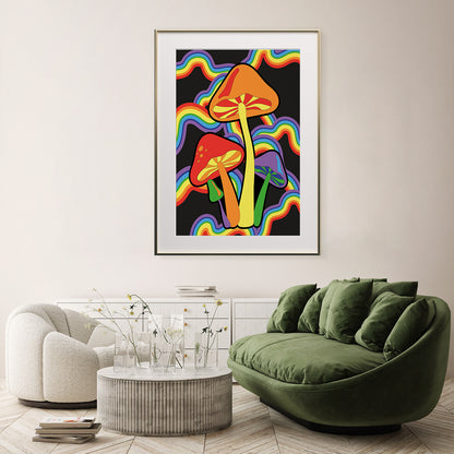 Rainbow Mushrooms Poster Print Modern Wall Art-Vertical Posters NOT FRAMED-CetArt-8″x10″ inches-CetArt