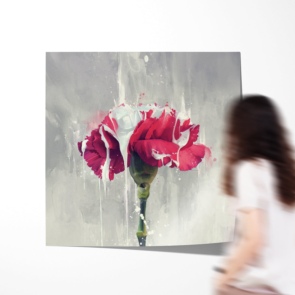 Red Carnation Flower Art Poster Modern Print-Square Posters NOT FRAMED-CetArt-8″x8″ inches-CetArt