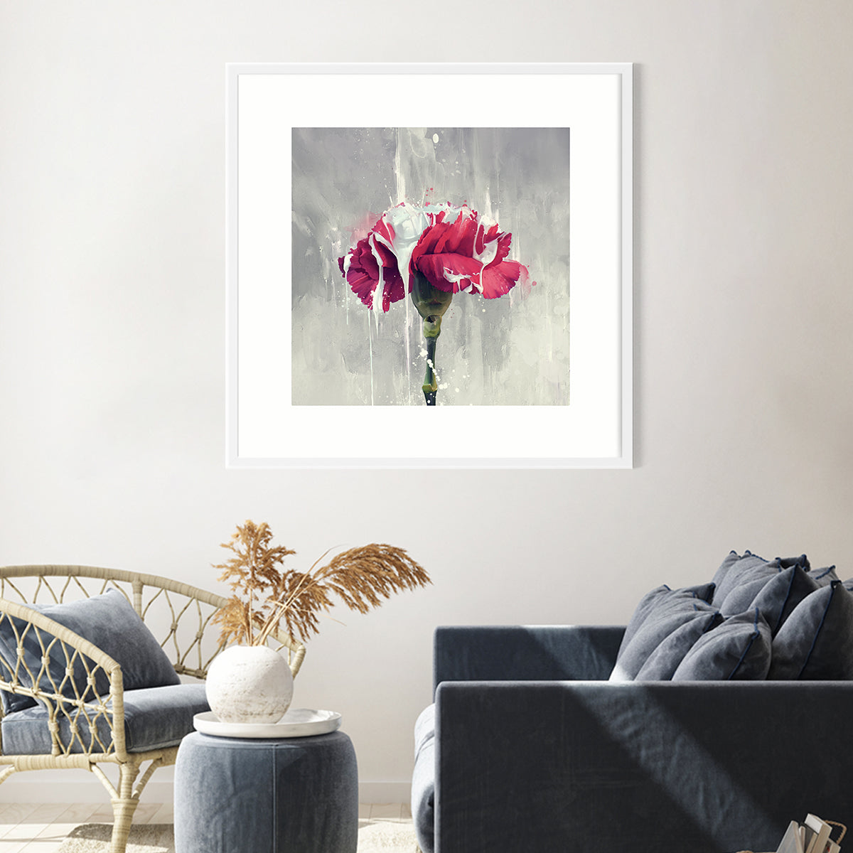 Red Carnation Flower Art Poster Modern Print-Square Posters NOT FRAMED-CetArt-8″x8″ inches-CetArt