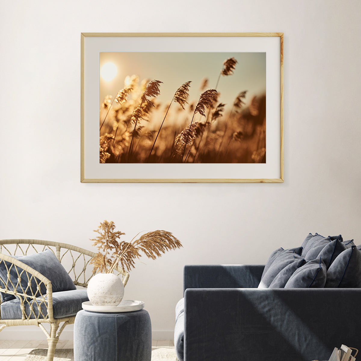 Reeds in Rays of Setting Sun Poster For Living Room-Horizontal Posters NOT FRAMED-CetArt-10″x8″ inches-CetArt