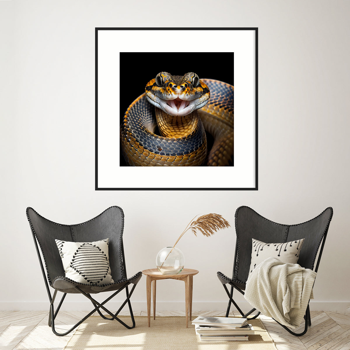 Portrait of Poisonous Snake Posters For Home Decor-Square Posters NOT FRAMED-CetArt-8″x8″ inches-CetArt