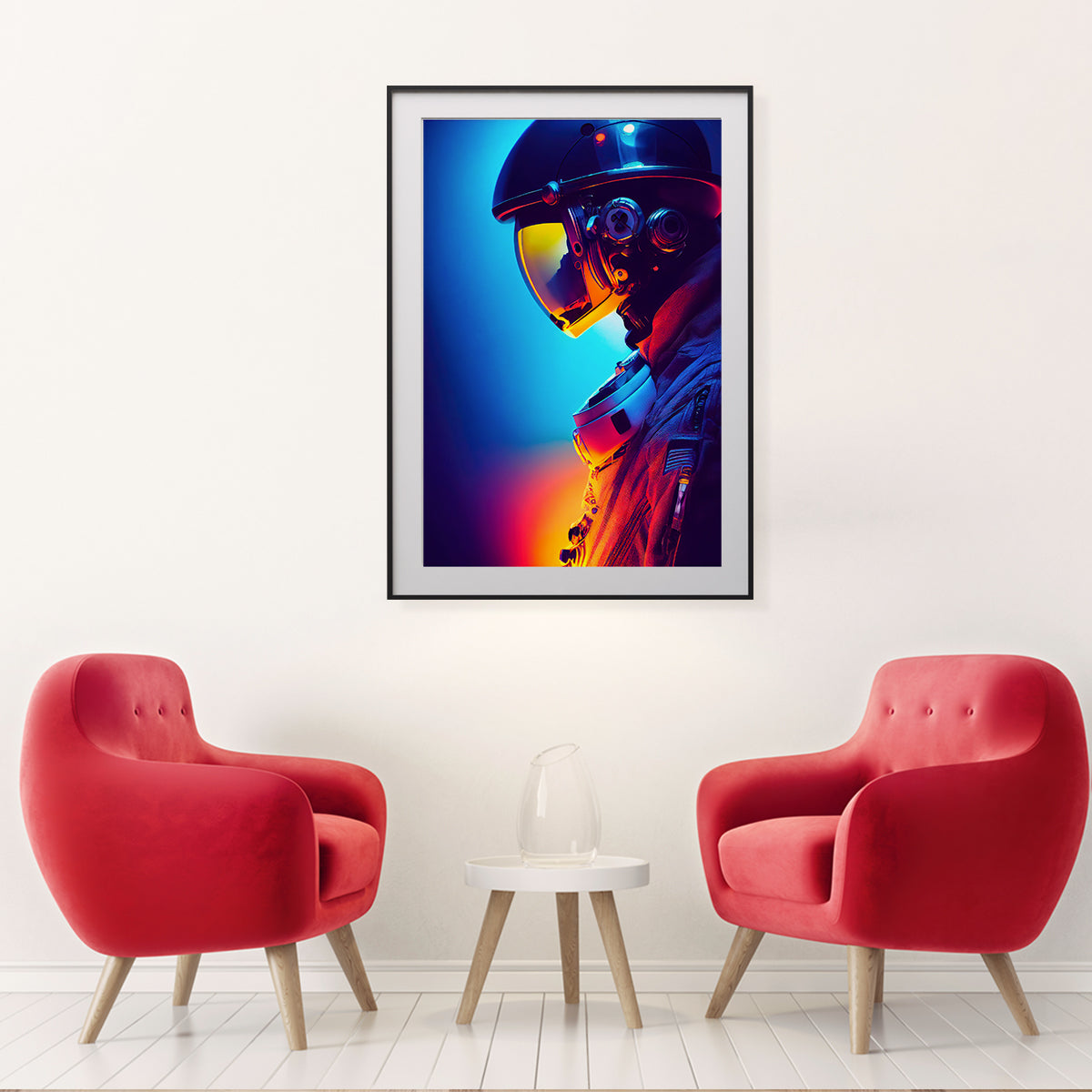 Portrait of Astronaut in Neon Light Modern Art Print Poster-Vertical Posters NOT FRAMED-CetArt-8″x10″ inches-CetArt