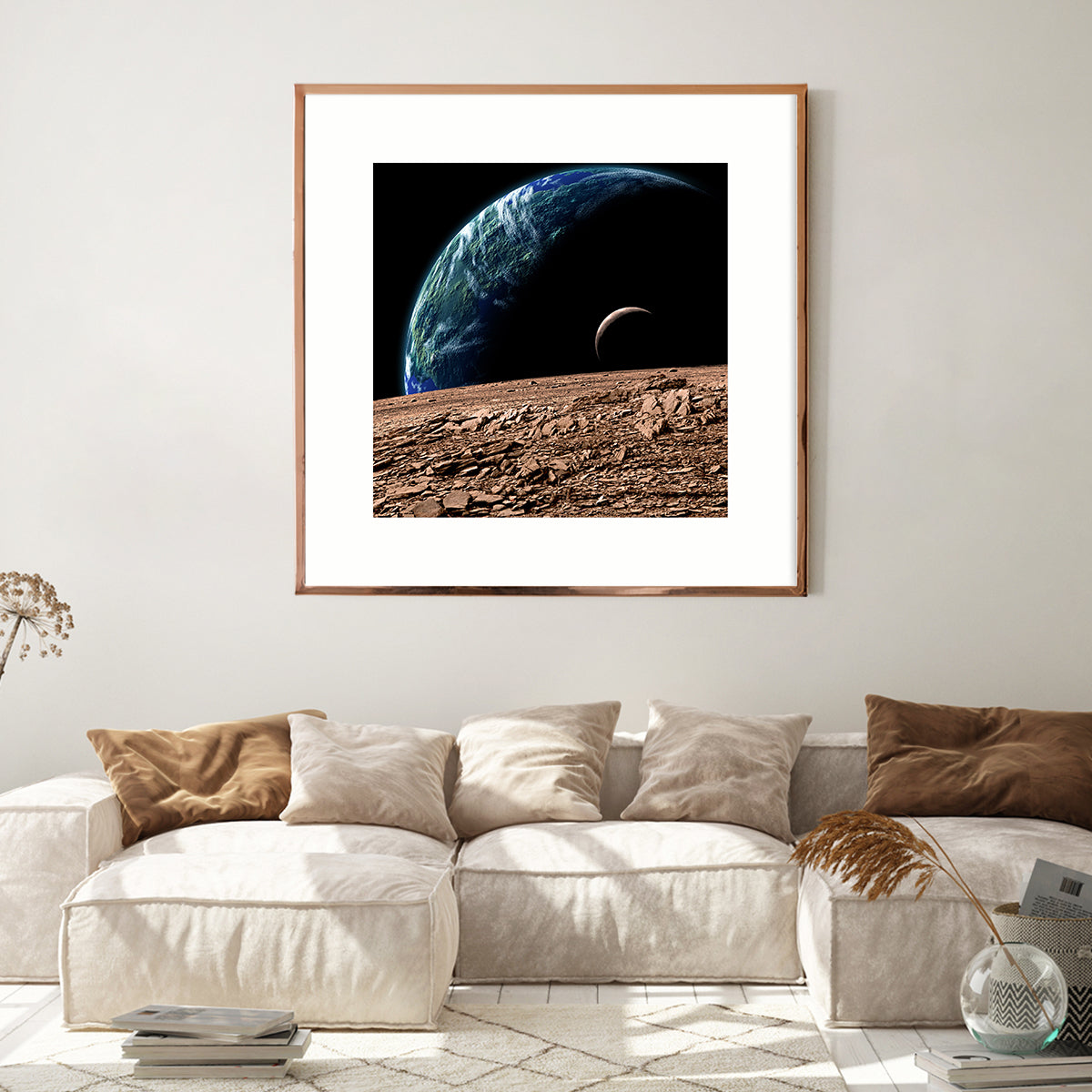 Moon Surface and Planet Earth Art Posters For Home Decor-Square Posters NOT FRAMED-CetArt-8″x8″ inches-CetArt