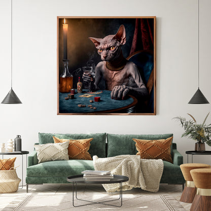 Sphynx Cat Playing Poker Creative Posters For Office-Square Posters NOT FRAMED-CetArt-8″x8″ inches-CetArt