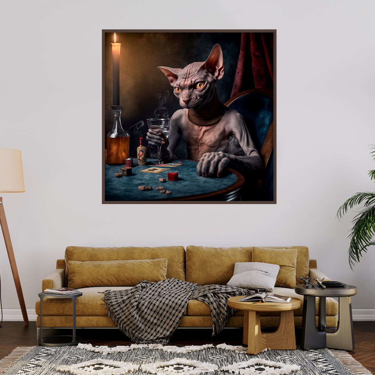 Sphynx Cat Playing Poker Creative Posters For Office-Square Posters NOT FRAMED-CetArt-8″x8″ inches-CetArt