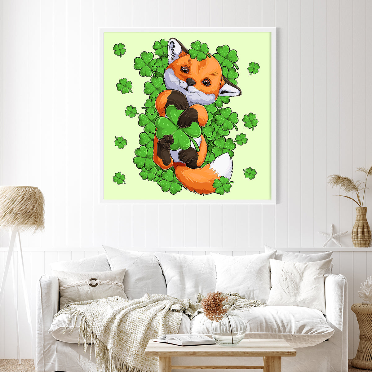 St Patrick Day Lucky Fox Decorations For Home Poster-Square Posters NOT FRAMED-CetArt-8″x8″ inches-CetArt