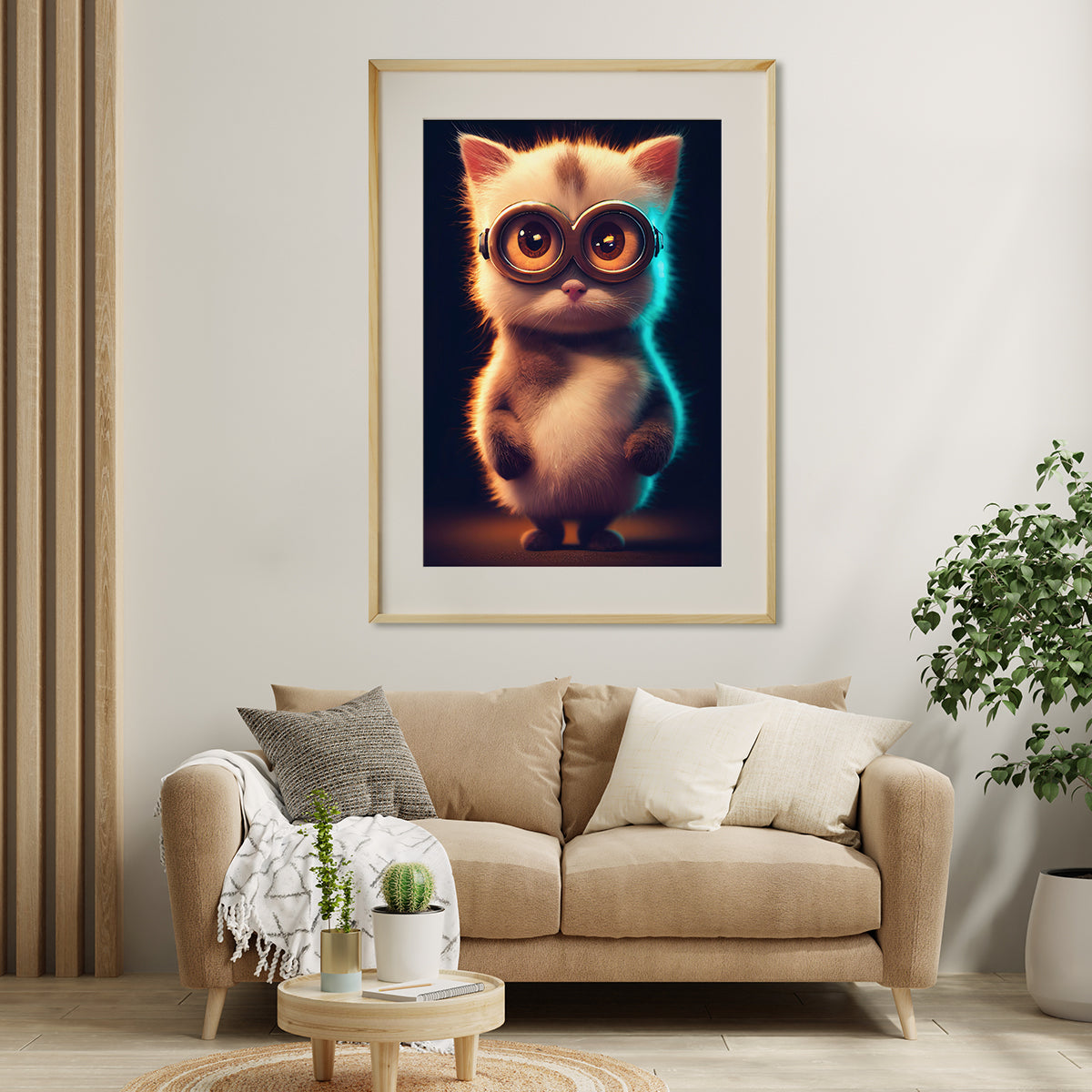 Funny Fluffy White Cat Creative Poster Wall Art Decor-Vertical Posters NOT FRAMED-CetArt-8″x10″ inches-CetArt