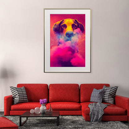 Stunning Dog Portrait in Pink Mist Modern Art Poster-Vertical Posters NOT FRAMED-CetArt-8″x10″ inches-CetArt