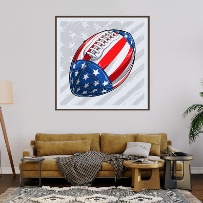 American Football Ball with USA Flag Poster Decorations Ideas-Square Posters NOT FRAMED-CetArt-8″x8″ inches-CetArt