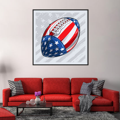 American Football Ball with USA Flag Poster Decorations Ideas-Square Posters NOT FRAMED-CetArt-8″x8″ inches-CetArt