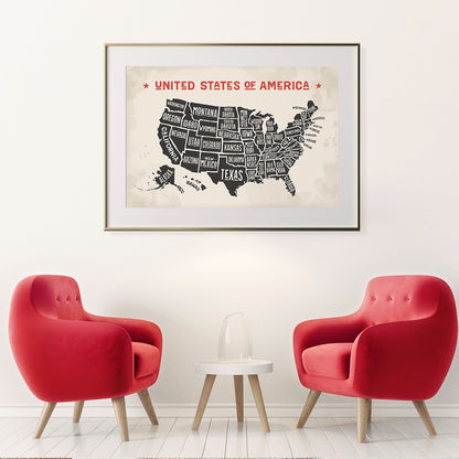 Map of United States of America Posters For Room-Horizontal Posters NOT FRAMED-CetArt-10″x8″ inches-CetArt