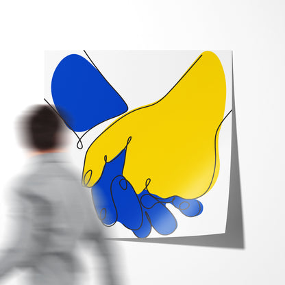 Holding Hands Wall Art National Colours of Ukraine Modern Abstract Art Posters-Square Posters NOT FRAMED-CetArt-8″x8″ inches-CetArt