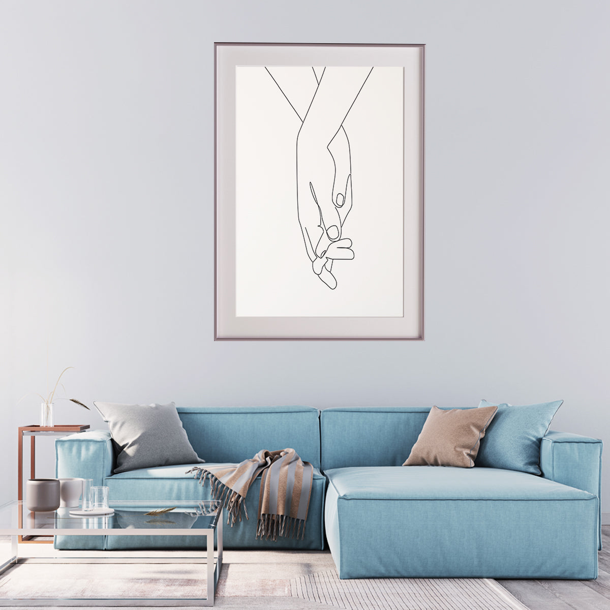 Trendy Minimalist Holding Hands Line Art Line Art Posters Art Prints-Vertical Posters NOT FRAMED-CetArt-8″x10″ inches-CetArt