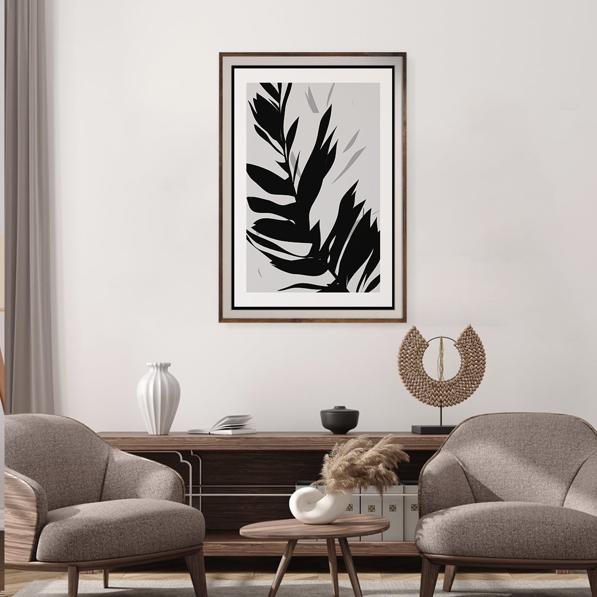 Minimalist Palm Leaves Black and White Posters-Vertical Posters NOT FRAMED-CetArt-8″x10″ inches-CetArt