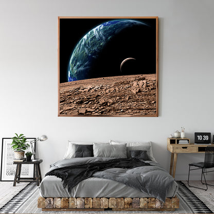 Moon Surface and Planet Earth Art Posters For Home Decor-Square Posters NOT FRAMED-CetArt-8″x8″ inches-CetArt