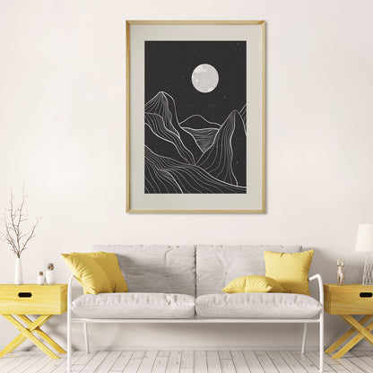 Black Mountain Landscapes Line Art Poster Print Modern Wall Art-Vertical Posters NOT FRAMED-CetArt-8″x10″ inches-CetArt