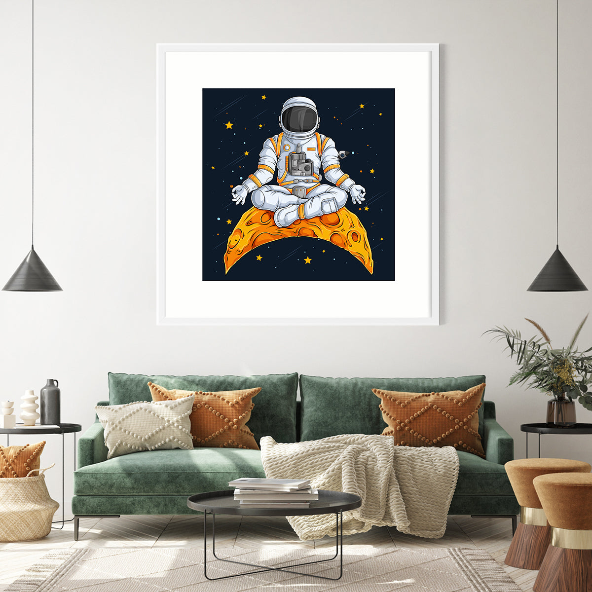 Astronaut Doing Yoga on Moon Living Room Poster Ideas-Square Posters NOT FRAMED-CetArt-8″x8″ inches-CetArt