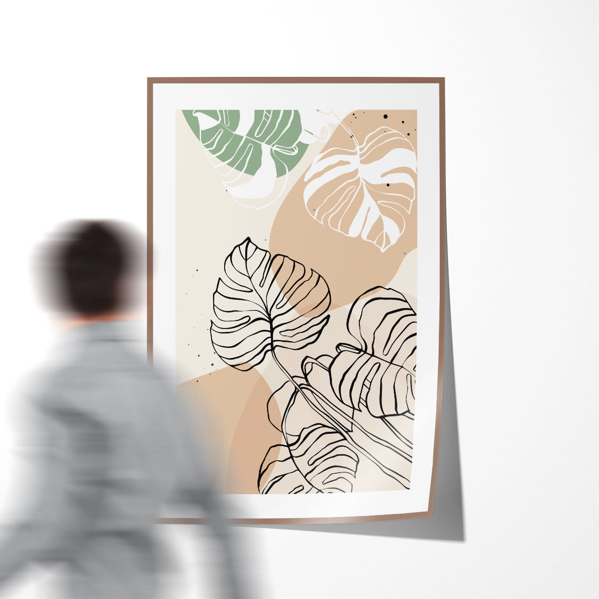 Modern Abstract Leaves Line Art Beige Poster Wall Decorations-Vertical Posters NOT FRAMED-CetArt-8″x10″ inches-CetArt