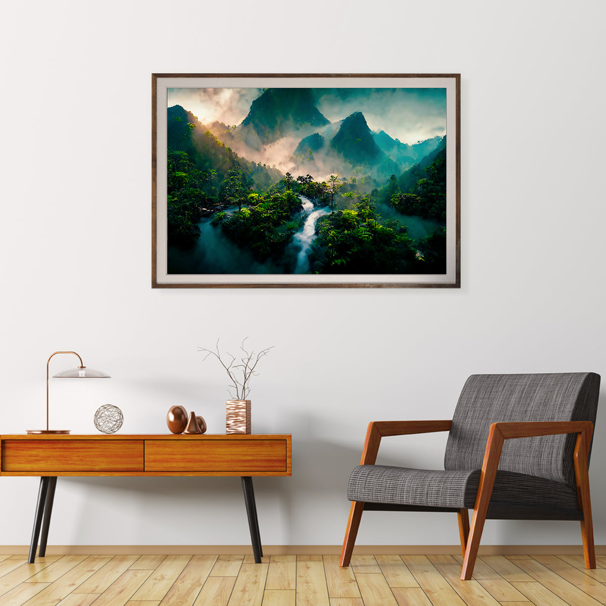 Stunning Mountain Landscape with Forest and Waterfall Poster-Horizontal Posters NOT FRAMED-CetArt-10″x8″ inches-CetArt