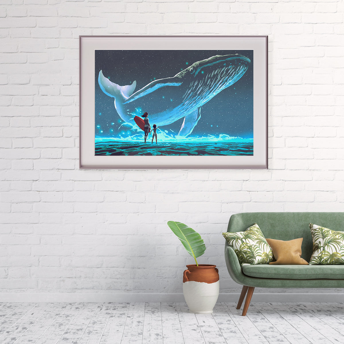 Whale in Night Sky Modern Art Prints Posters-Horizontal Posters NOT FRAMED-CetArt-10″x8″ inches-CetArt