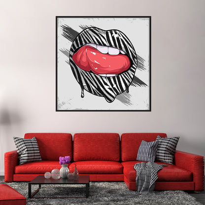 Woman Lips with Zebra Pattern Art Posters-Square Posters NOT FRAMED-CetArt-8″x8″ inches-CetArt