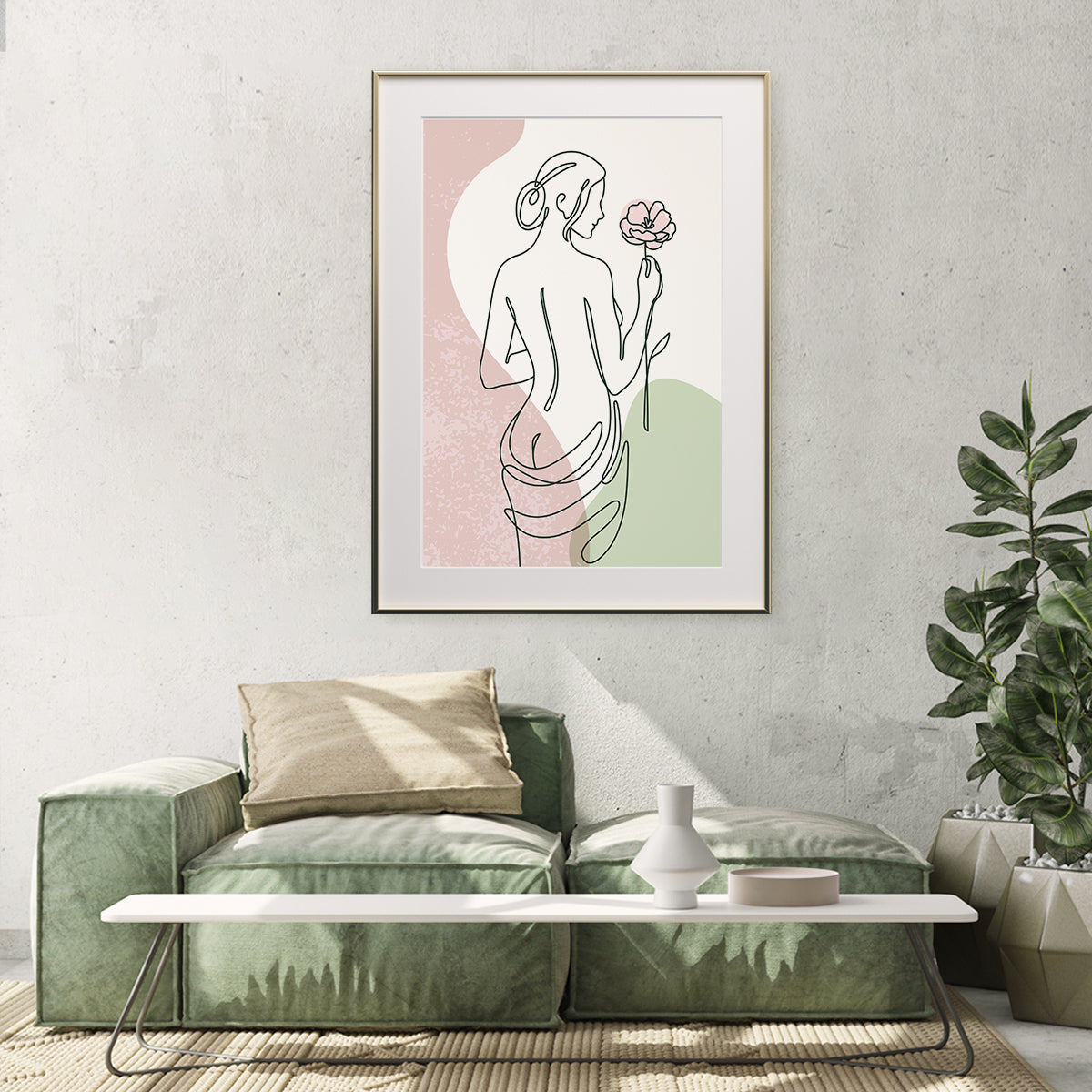 Beautiful Woman Silhouette With Flowers Line Art Modern Abstract Art Posters-Vertical Posters NOT FRAMED-CetArt-8″x10″ inches-CetArt