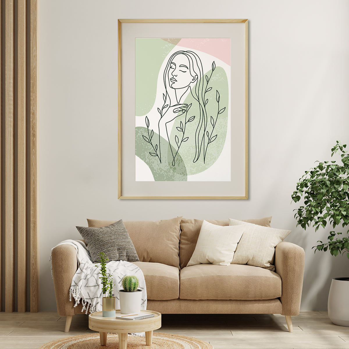 Beautiful Woman Silhouette With Leaves Line Art Posters For Living Room Wall-Vertical Posters NOT FRAMED-CetArt-8″x10″ inches-CetArt