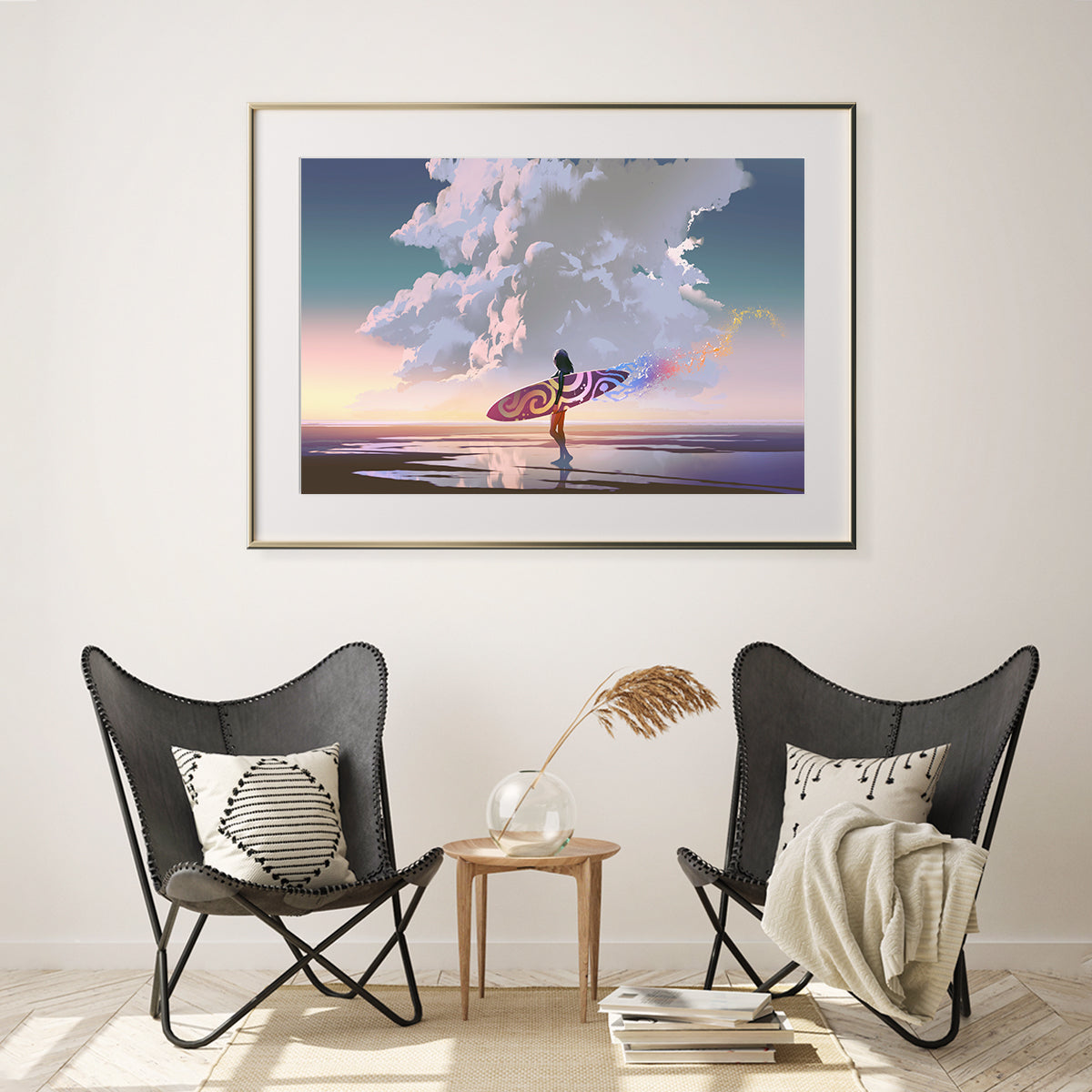 Woman Surfer on Beach Creative Poster-Horizontal Posters NOT FRAMED-CetArt-10″x8″ inches-CetArt