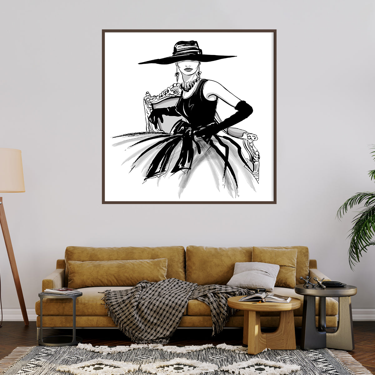 Fashionable Woman in Hat Minimalist Poster-Square Posters NOT FRAMED-CetArt-8″x8″ inches-CetArt