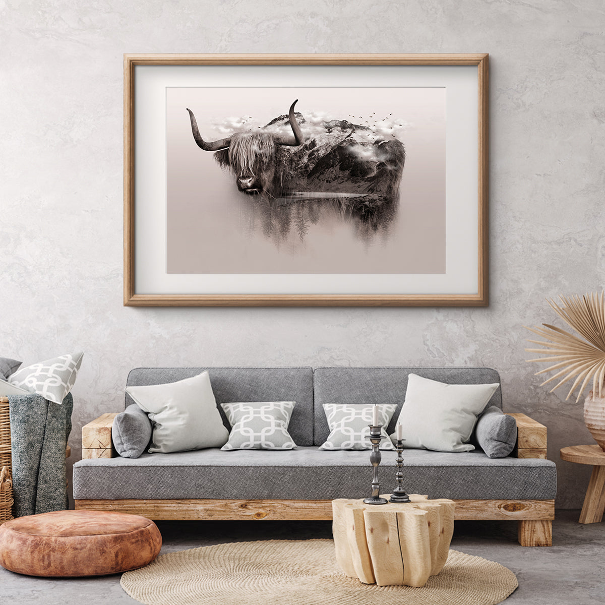 Brown Yak with Mountains Creative Art Posters For Wall-Horizontal Posters NOT FRAMED-CetArt-10″x8″ inches-CetArt