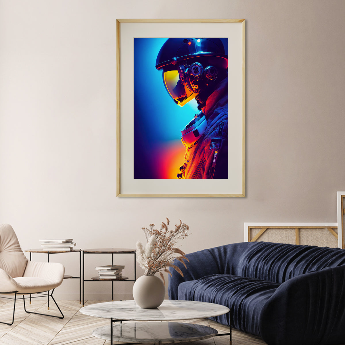 Portrait of Astronaut in Neon Light Modern Art Print Poster-Vertical Posters NOT FRAMED-CetArt-8″x10″ inches-CetArt