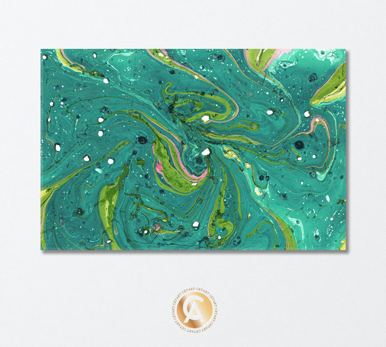 Abstract Turquoise-Green Marble Pattern Canvas Print-Canvas Print-CetArt-1 Panel-24x16 inches-CetArt