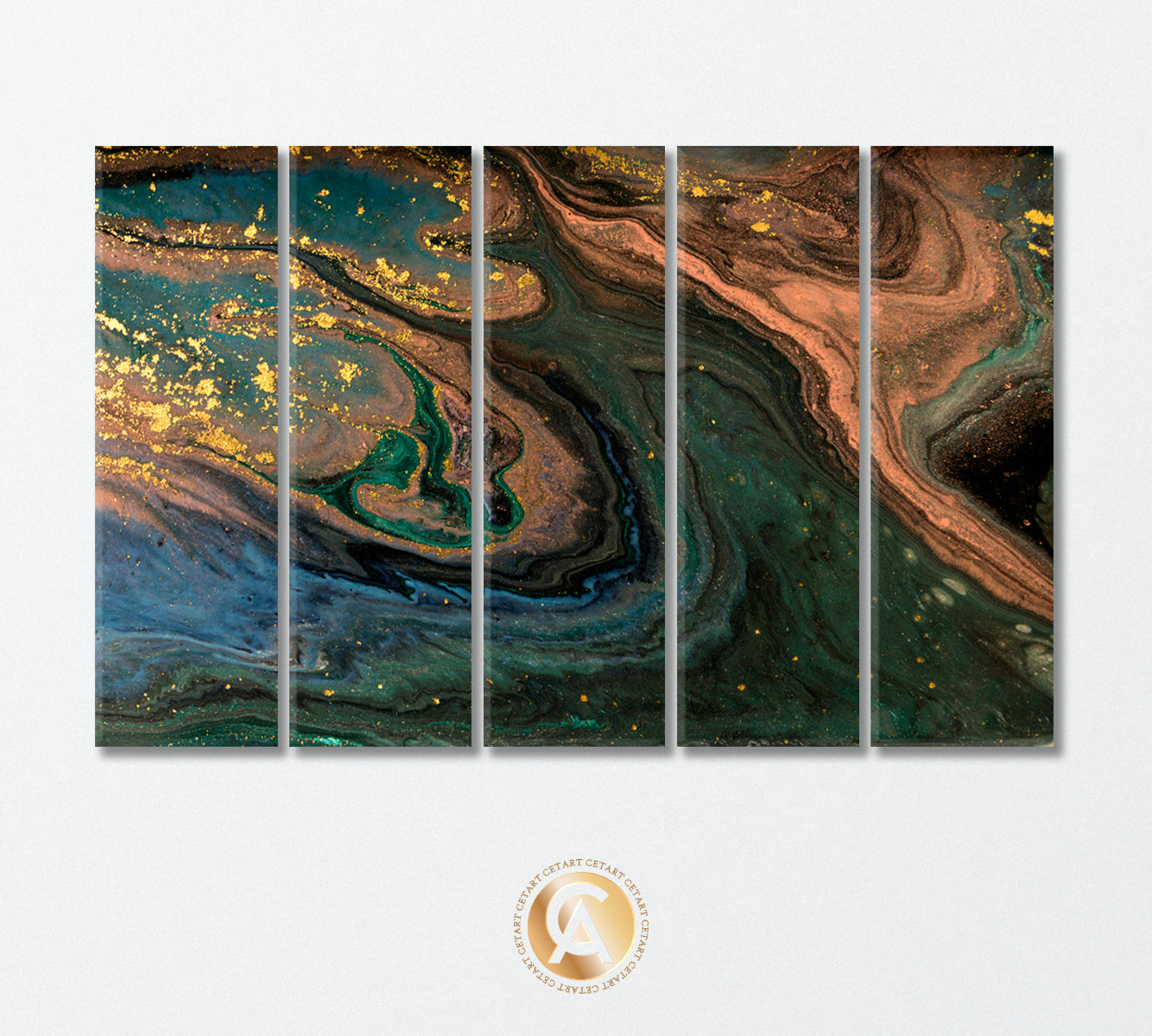 Mixed Dark Green and Brown Marble Canvas Print-Canvas Print-CetArt-5 Panels-36x24 inches-CetArt