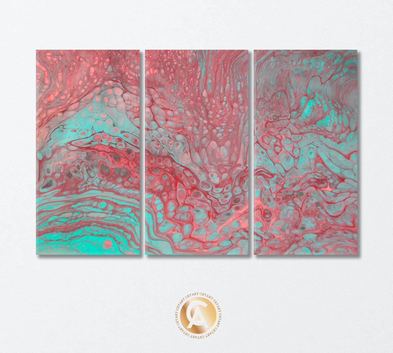 Abstract Pink and Blue Acrylic Bubbles Canvas Print-Canvas Print-CetArt-3 Panels-36x24 inches-CetArt