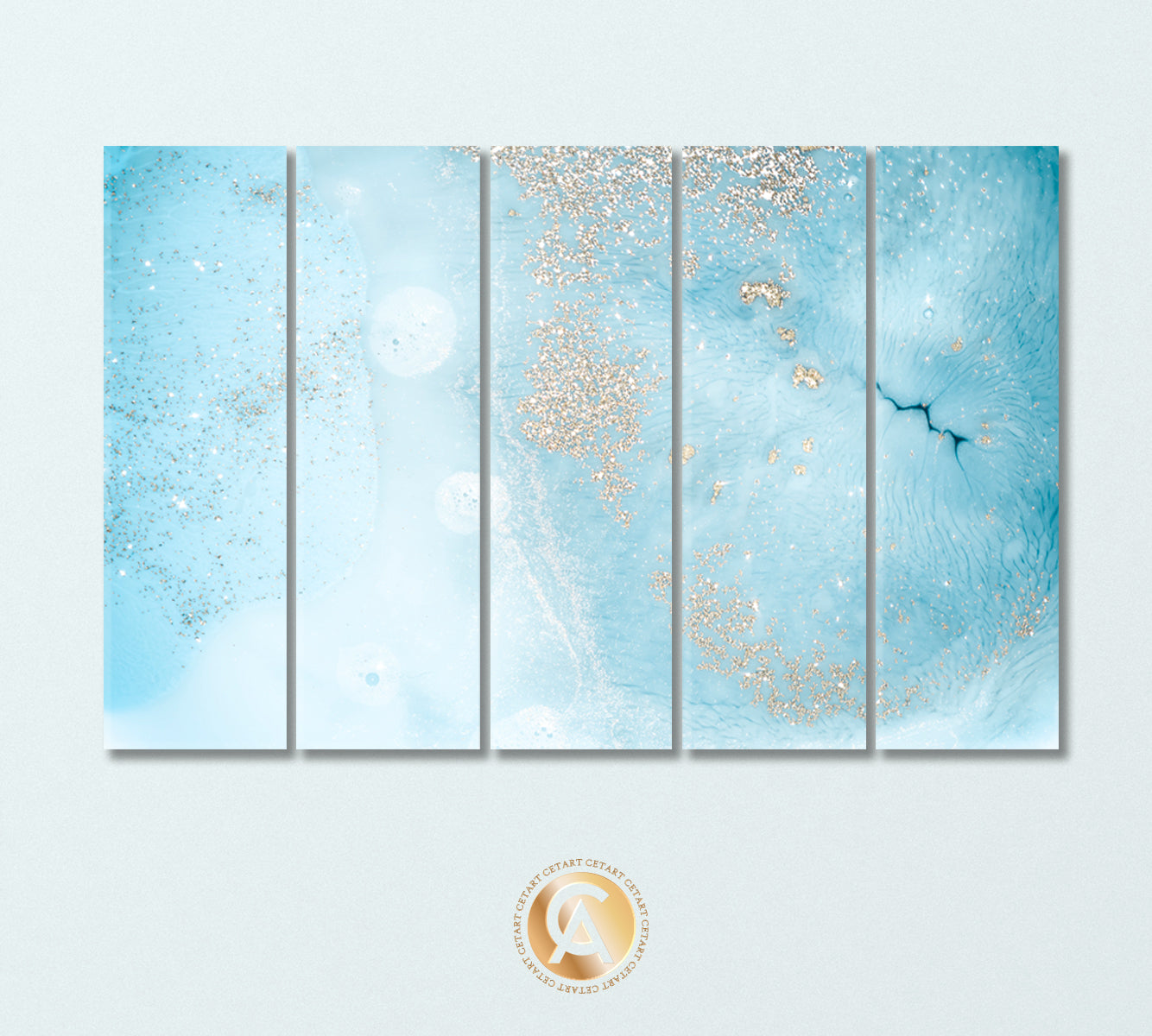 Abstract Soft Blue Curls of Marble Canvas Print-Canvas Print-CetArt-5 Panels-36x24 inches-CetArt