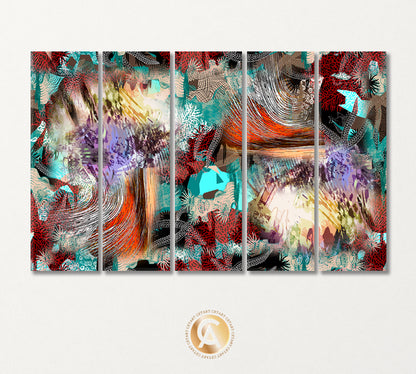 Abstract Swirls of Vibrant Colors Canvas Print-Canvas Print-CetArt-5 Panels-36x24 inches-CetArt