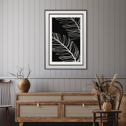 Poster Leaves Black And White Art-Vertical Posters NOT FRAMED-CetArt-8″x10″ inches-CetArt