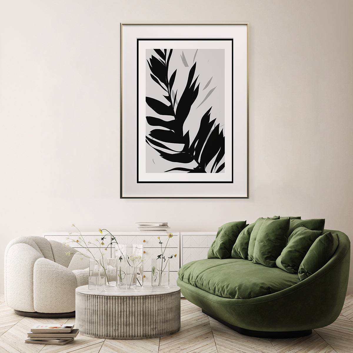 Minimalist Palm Leaves Black and White Posters-Vertical Posters NOT FRAMED-CetArt-8″x10″ inches-CetArt