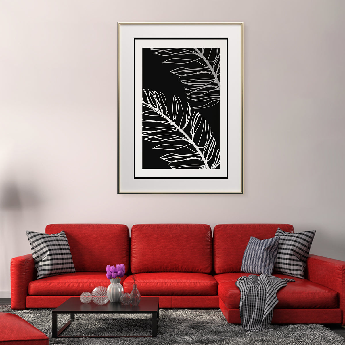 Poster Leaves Black And White Art-Vertical Posters NOT FRAMED-CetArt-8″x10″ inches-CetArt