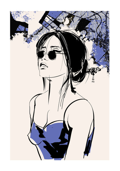 Stylish Asian Woman with Black Sunglasses Posters For Home and Office Decor-Vertical Posters NOT FRAMED-CetArt-8″x10″ inches-CetArt